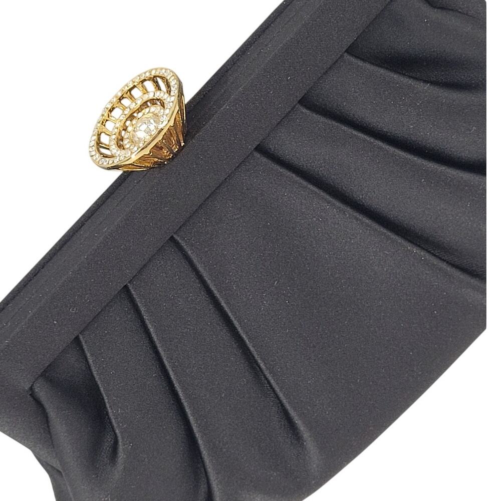 Kate Landry Satin Evening Clutch Rhinestone Glam Bridalcore Purse - Picture 1 of 13